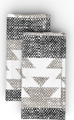 Cloth Napkins: Aztec Woven - Neutral Cloth Napkin, Longleaf Sateen Grand, Gray