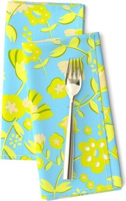 Bright Chartreuse Dinner Napkins | Set Of 2 - Provence By Davidrosedesigns Botanical Lemon Yellow Spring Cloth Spoonflower