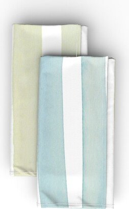 Cloth Napkins: Watercolor Stripes - Yellow And Blue Cloth Napkin, Longleaf Sateen Grand, Blue