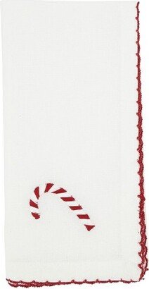 Saro Lifestyle Candy Cane Dreams Whip Stitch Napkin (Set of 4), 18