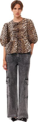 Leopard Cotton Poplin Blouse