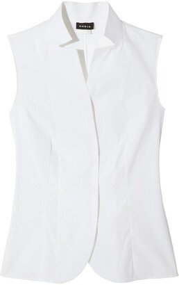 Stretch-Cotton Revers Collar Blouse