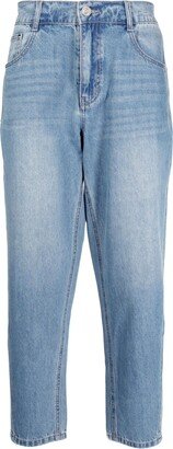 Elasticated-Waist Cotton Tapered Jeans