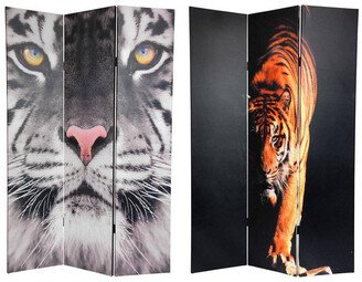 Handmade Double-sided 6-foot Tiger Canvas Room Divider