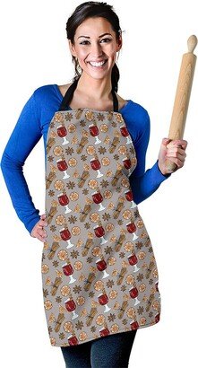 Mulled Wine Pattern Apron - Printed Cute Winter Custom With Name/Monogram -Perfect Gift For Christmas Lovers