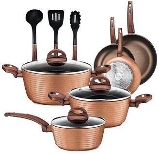 12Pc Brown Nonstick Cookware Set