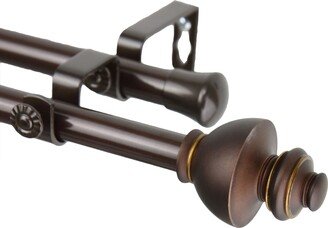 InStyleDesign Monarch Adjustable Cocoa Double Curtain Rod Set