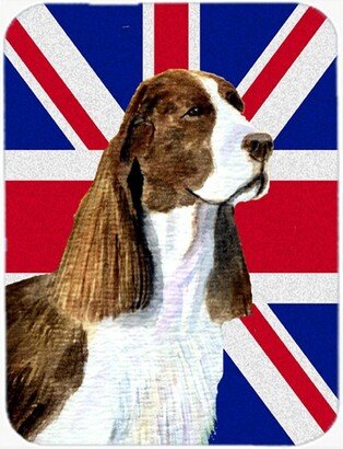 SS4955LCB Springer Spaniel With English Union Jack British Flag Glass Cutting Board