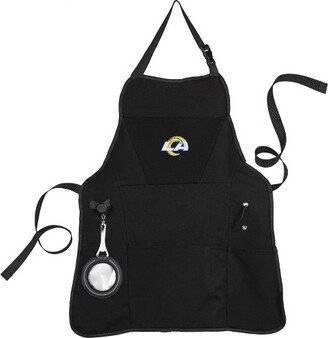 Los Angeles Rams Black Grill Apron- 26 x 30 Inches Durable Cotton with Tool Pockets and Beverage Holder