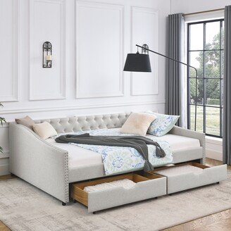 Daybed with Drawers Upholstered Tufted