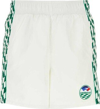 Tennis Horizon-Printed Logo Patch Track Shorts