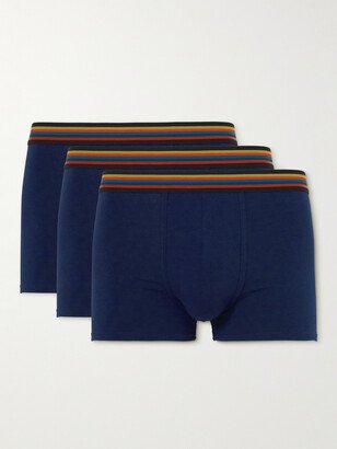 Three-Pack Striped Stretch-Cotton Boxer Briefs-AA