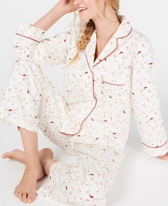 Petite Printed Cotton Flannel Pajama Set, Created for Macy's