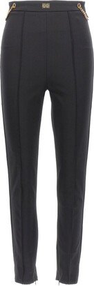 Chain Detailed Cropped-Leg Trousers