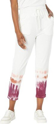 Tie-Dye Cotton Modal Spandex Terry Cuffed Cropped Pants (Platinum) Women's Casual Pants