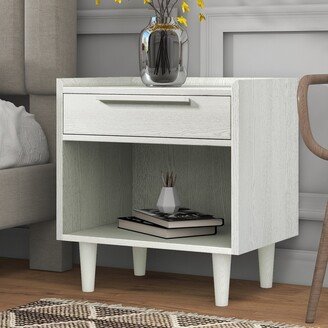 IGEMAN Wood One-Drawer Nightstand Side Table with Solid Wood Legs