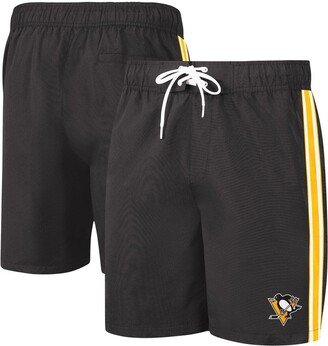 Men's G-III Sports by Carl Banks Black/Gold Pittsburgh Penguins Sand Beach Swim Shorts