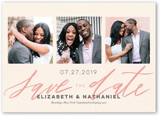 Save The Date Cards: Minimal Design Save The Date, White, 5X7, Luxe Double-Thick Cardstock, Square