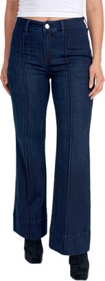 Women's Misses Pintuck Wide Leg Jean