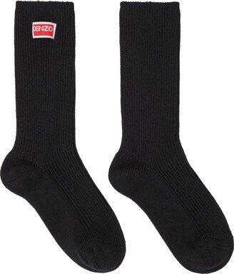 Black Paris Tag Socks