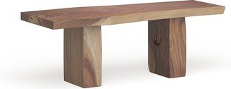 Wood Rectangle Dining Table with Block Style Base
