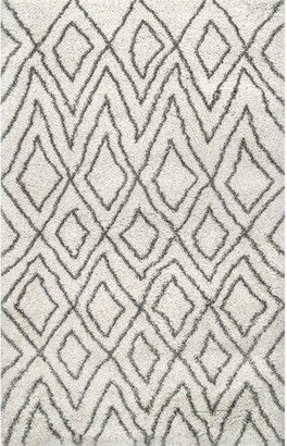 Willette Diamond Shaggy Area Rug, 5' x 8', Ivory