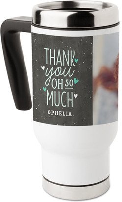 Travel Mugs: Oh Thank You Travel Mug With Handle, 17Oz, Green