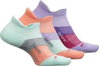 Feetures Elite Max Cushion No Show Tab 3-Pair Pack (Move Aside Mint/Pop Off Peach/Lace Up Lavender) Women's Crew Cut Socks Shoes