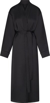 Skims Sporty Satin Long Robe | Onyx