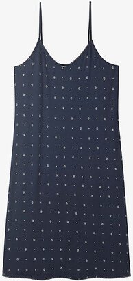 Womens Navy Florrie Floral-print Stretch-jersey Nightdress