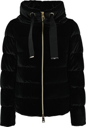 Down Jacket In Black Velvet