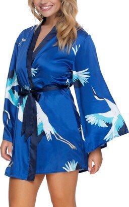 Adrienne Print Short Satin Robe