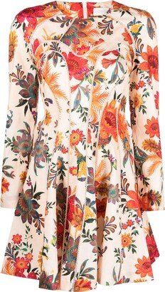 Ginger floral-print flared minidress