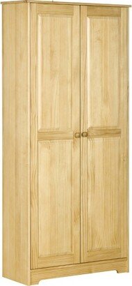 HOMCOM 67 Pinewood Kitchen Pantry Storage Cabinet, Freestanding Cabinets with Doors and Shelf Adjustability, Soft-Close Mechanism, Light Brown