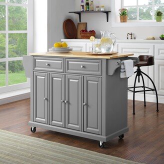 Crosley Furniture Natural Wood Top Kitchen Cart/Island In Vintage Grey - 51.5 W x 18 D x 34 H