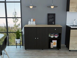 Aoolive 2-Drawer and 2-Shelf Kitchen Island