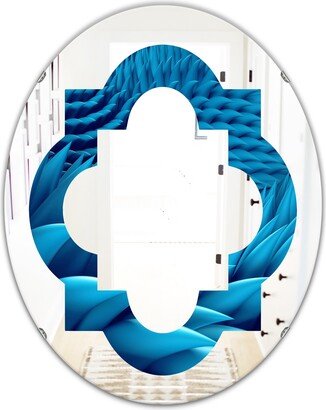 Designart 'Abstract Blue Wavy' Printed Modern Round or Oval Wall Mirror - Quatrefoil