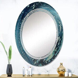 Designart 'Precious Blue Fabulous Pattern' Printed Modern Round or Oval Wall Mirror - Triple C