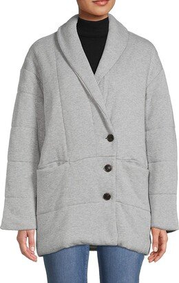 Shawl Collar Heathered Puffer Jacket