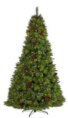 Montana Mixed Pine Artificial Christmas Tree with Pine Cones, Berries and Lights, 96