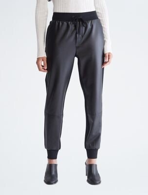 Faux Leather Joggers-AC