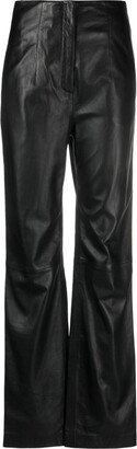 High-Waisted Leather Trousers-AA