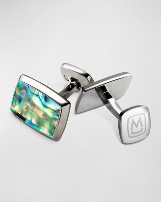 Men's Green Abalone Tapered Rectangle Cufflinks