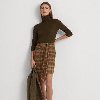 Ralph Lauren Plaid Ruffle-Trim Georgette Skirt