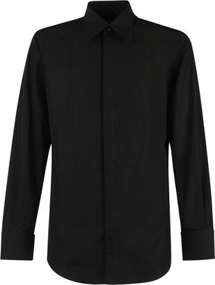 Pointed-Collar Conceal Fastened Shirt