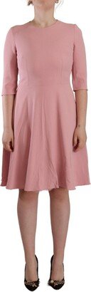 Pink 3/4 Sleeves Viscose Blend A-line Women's Dress