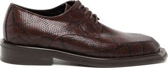 python-effect leather chisel-toe Derby shoes