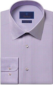 Slim Fit Micro Textured Oxford Button Front Dress Shirt