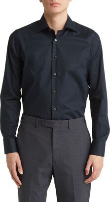 Solid Navy Stretch Dress Shirt