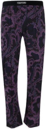 Floral-Printed Straight-Leg Satin Trousers-AA